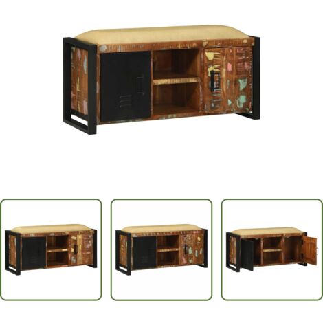 vidaXL Diseño industrial -  Gabinete de banco Multicolor Madera maciza recuperada