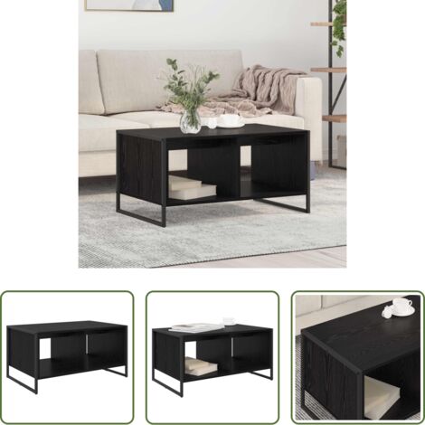 vidaXL Diseño industrial -  Mesa de Café Roble Negro 80 x 50 x 40 cm Madera contrachapada