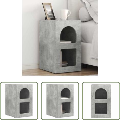 vidaXL Diseño minimalista -  Mesita de Noche Gris Concreto 29,5 x 33,5 x 50 cm
