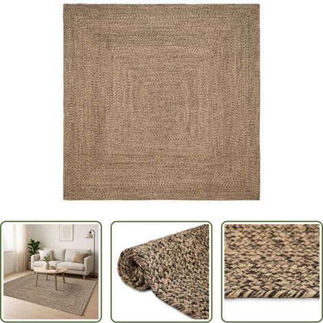 vidaXL Diseño moderno -  Alfombras de área Cuadrado Natural y negro 300 x 300 cm yute