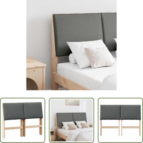 vidaXL Diseño moderno -  Cabecero tapizado Gris oscuro 135 cm Madera de pino macizo