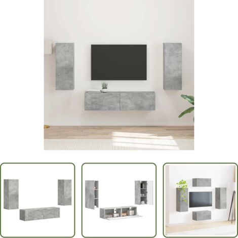 vidaXL Diseño moderno -  Conjunto de mueble de TV 2 pcs Gris Concreto