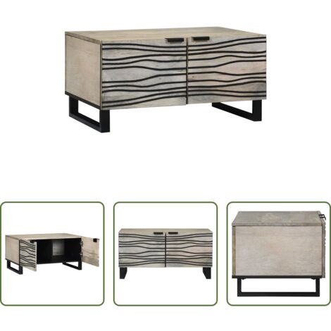 vidaXL Diseño moderno -  Mesa de Café Beige y Negro 80 x 50 x 40 cm