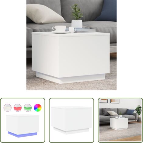 vidaXL Diseño moderno -  Mesa de centro con luces LED blanco 50x50x40 cm