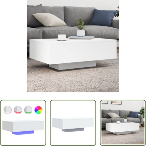 vidaXL Diseño moderno -  Mesa de centro con luces LED blanco 85x55x31 cm