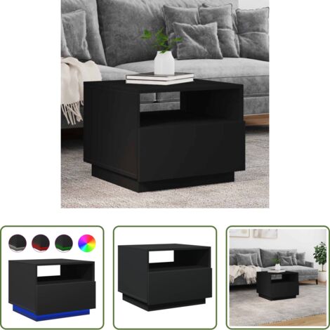 vidaXL Diseño moderno -  Mesa de centro con luces LED negro 50x49x40 cm