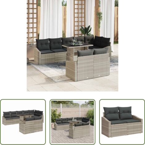vidaXL Diseño modular -  Conjunto de sofá de jardín 9 pcs Gris Claro y Gris Oscuro