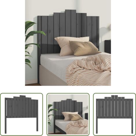 vidaXL Diseño rústico -  Cabecero de cama madera maciza de pino gris 106x4x110 cm