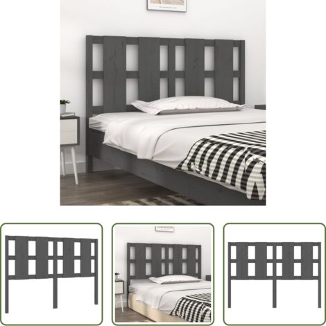 vidaXL Diseño rústico -  Cabecero de cama madera maciza de pino gris 125,5x4x100 cm