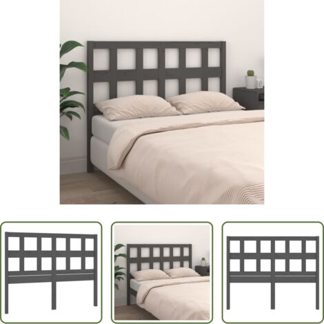 vidaXL Diseño rústico -  Cabecero de cama madera maciza de pino gris 125,5x4x100 cm