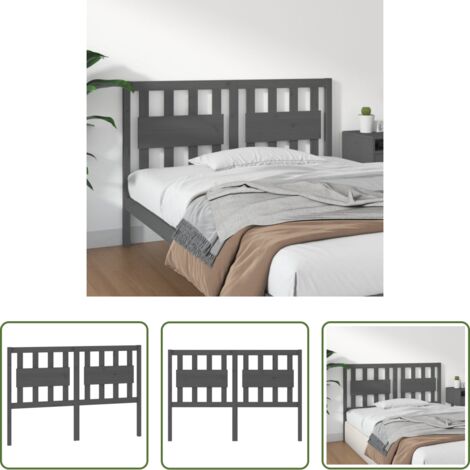 vidaXL Diseño rústico -  Cabecero de cama madera maciza de pino gris 125,5x4x100 cm