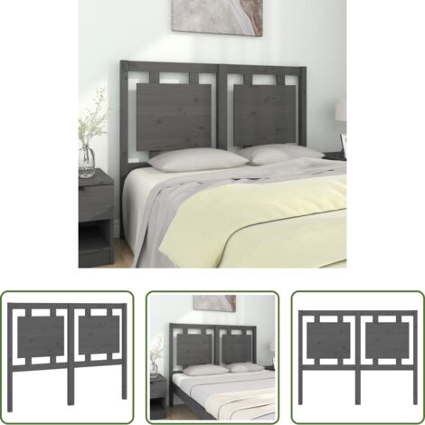 vidaXL Diseño rústico -  Cabecero de cama madera maciza de pino gris 125,5x4x100 cm