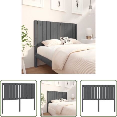 vidaXL Diseño rústico -  Cabecero de cama madera maciza de pino gris 125,5x4x100 cm