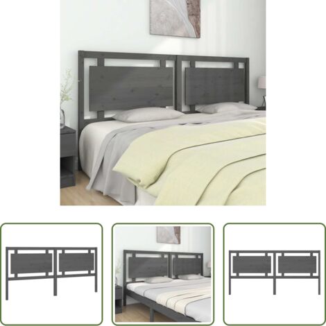 vidaXL Diseño rústico -  Cabecero de cama madera maciza de pino gris 205,5x4x100 cm