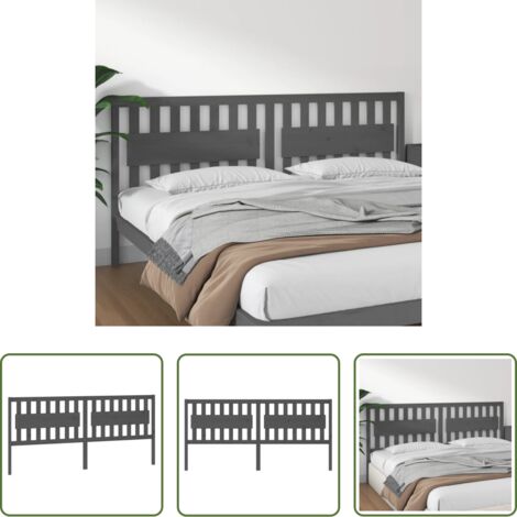 vidaXL Diseño rústico -  Cabecero de cama madera maciza de pino gris 205,5x4x100 cm