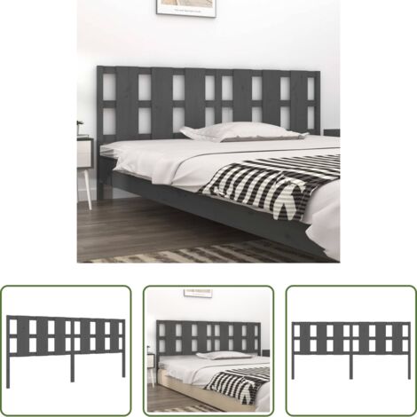 vidaXL Diseño rústico -  Cabecero de cama madera maciza de pino gris 205,5x4x100 cm
