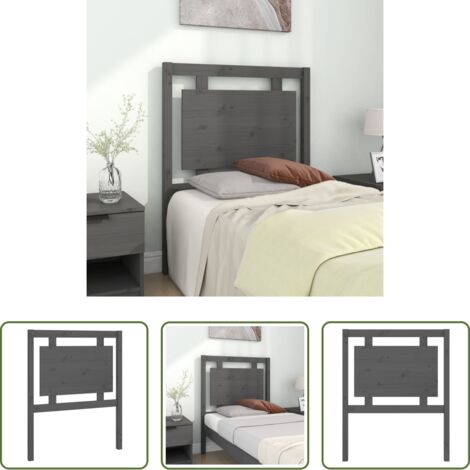 vidaXL Diseño rústico -  Cabecero de cama madera maciza de pino gris 80,5x4x100 cm