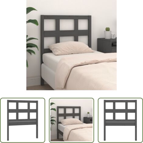 vidaXL Diseño rústico -  Cabecero de cama madera maciza de pino gris 95,5x4x100 cm