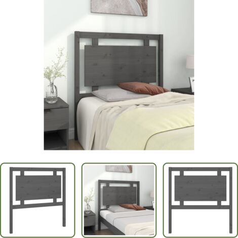 vidaXL Diseño rústico -  Cabecero de cama madera maciza de pino gris 95,5x4x100 cm