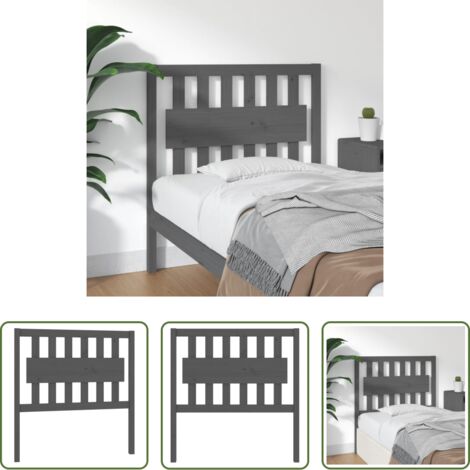 vidaXL Diseño rústico -  Cabecero de cama madera maciza de pino gris 95,5x4x100 cm
