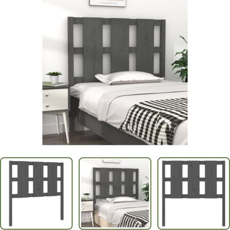 vidaXL Diseño rústico -  Cabecero de cama madera maciza de pino gris 95,5x4x100 cm