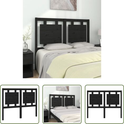 vidaXL Diseño rústico -  Cabecero de cama madera maciza de pino negro 125,5x4x100 cm