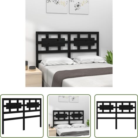 vidaXL Diseño rústico -  Cabecero de cama madera maciza de pino negro 125,5x4x100 cm
