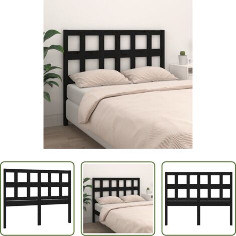 vidaXL Diseño rústico -  Cabecero de cama madera maciza de pino negro 145,5x4x100 cm