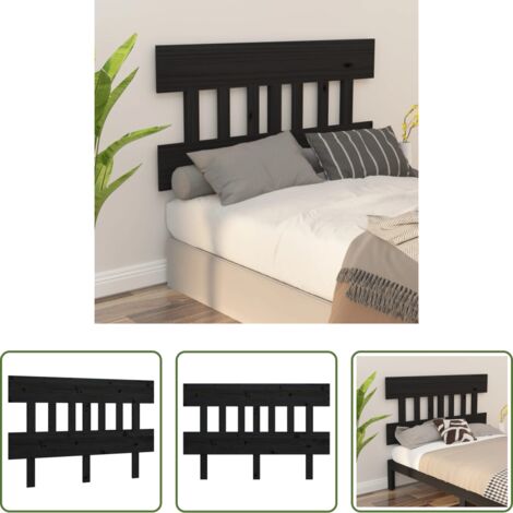 vidaXL Diseño rústico -  Cabecero de cama madera maciza de pino negro 183,5x3x81 cm