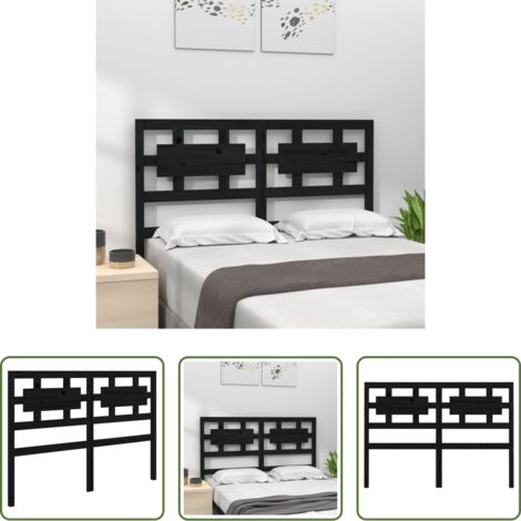 vidaXL Diseño rústico -  Cabecero de cama madera maciza de pino negro 185,5x4x100 cm