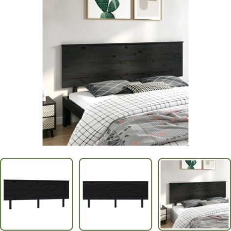 vidaXL Diseño rústico -  Cabecero de cama madera maciza de pino negro 204x6x82,5 cm
