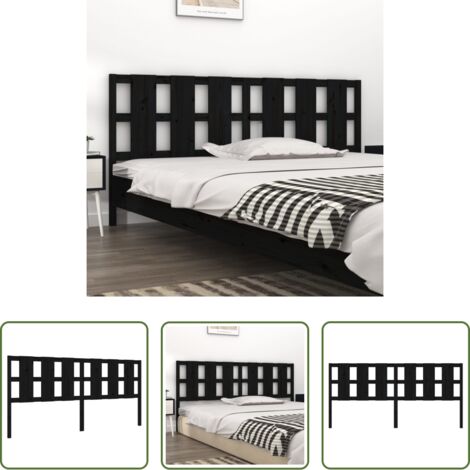 vidaXL Diseño rústico -  Cabecero de cama madera maciza de pino negro 205,5x4x100 cm