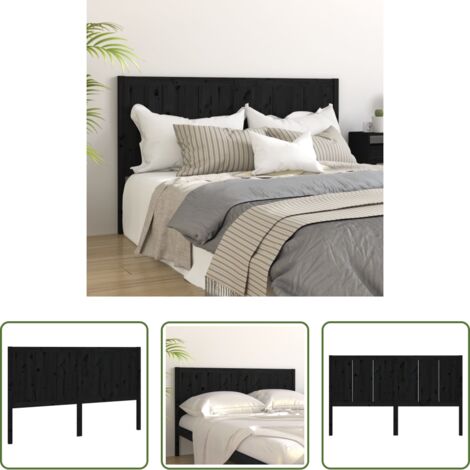 vidaXL Diseño rústico -  Cabecero de cama madera maciza de pino negro 205,5x4x100 cm