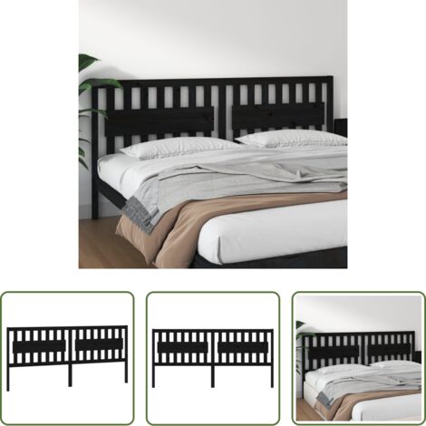 vidaXL Diseño rústico -  Cabecero de cama madera maciza de pino negro 205,5x4x100 cm