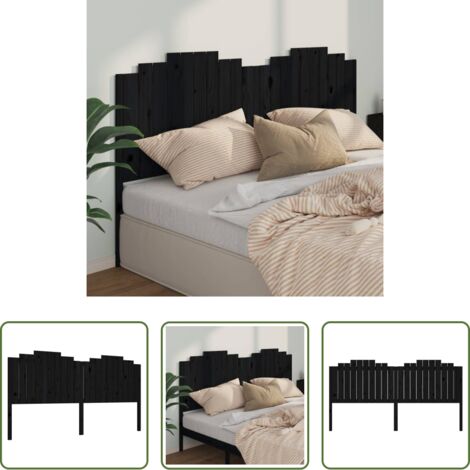 vidaXL Diseño rústico -  Cabecero de cama madera maciza de pino negro 206x4x110 cm