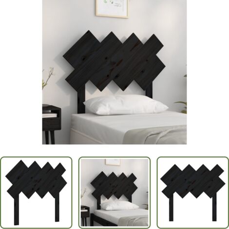 vidaXL Diseño rústico -  Cabecero de cama madera maciza de pino negro 92x3x81 cm