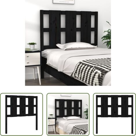 vidaXL Diseño rústico -  Cabecero de cama madera maciza de pino negro 95,5x4x100 cm