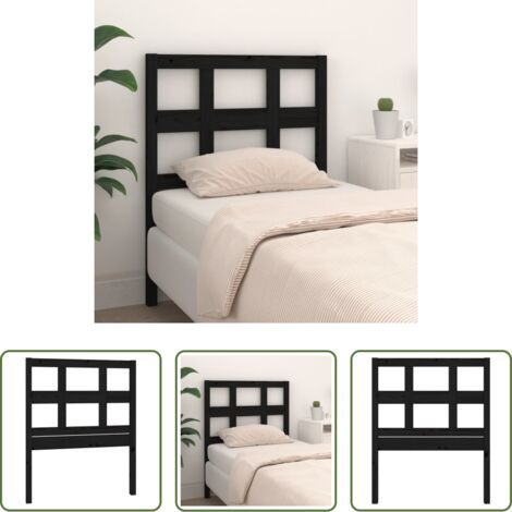 vidaXL Diseño rústico -  Cabecero de cama madera maciza de pino negro 95,5x4x100 cm