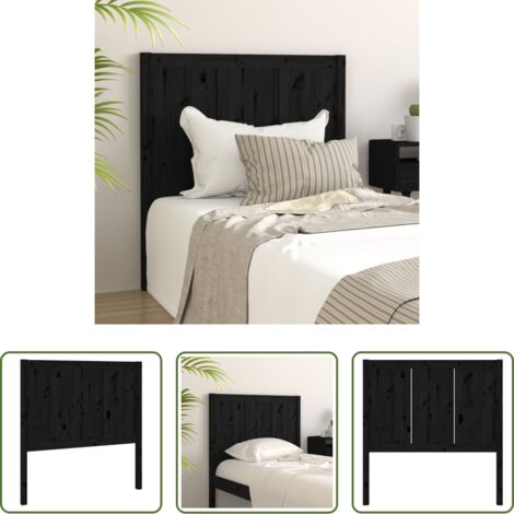 vidaXL Diseño rústico -  Cabecero de cama madera maciza de pino negro 95,5x4x100 cm