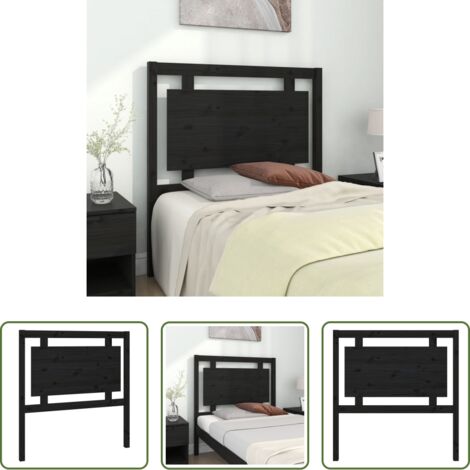 vidaXL Diseño rústico -  Cabecero de cama madera maciza de pino negro 95,5x4x100 cm