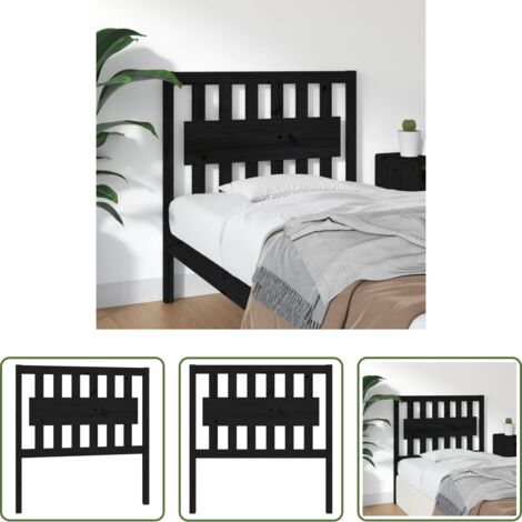 vidaXL Diseño rústico -  Cabecero de cama madera maciza de pino negro 95,5x4x100 cm