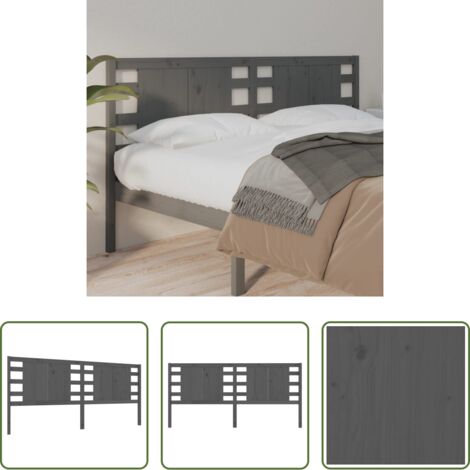 vidaXL Diseño rústico -  Cabecero madera maciza de pino gris 206x4x100 cm