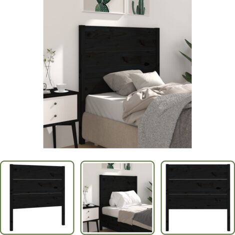 vidaXL Diseño rústico -  Cabecero madera maciza de pino negro 96x4x100 cm