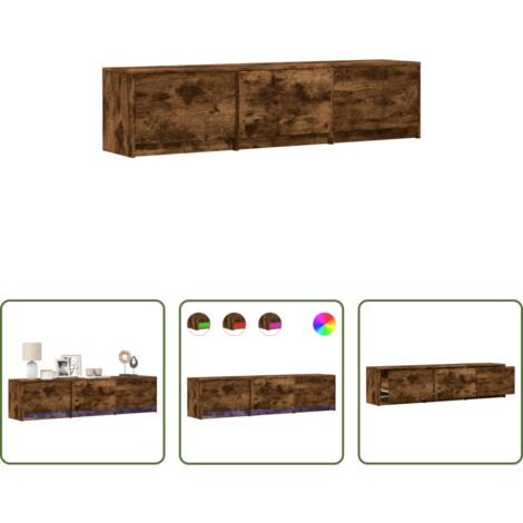 vidaXL Diseño rústico -  Mueble de TV con LED con cajón Roble ahumado 165 x 34 x 40 cm