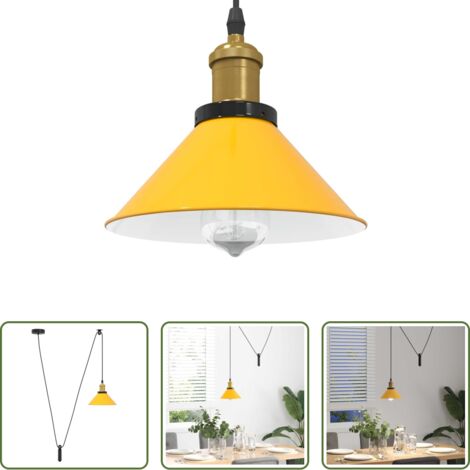 vidaXL Diseño vintage -  Lámpara colgante regulable altura E27 amarillo brillante Ø 22cm