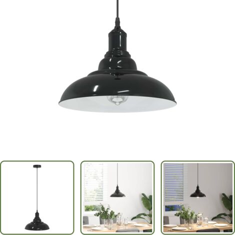 vidaXL Diseño vintage -  Lámpara colgante regulable en altura E27 negro brillante Ø 31cm