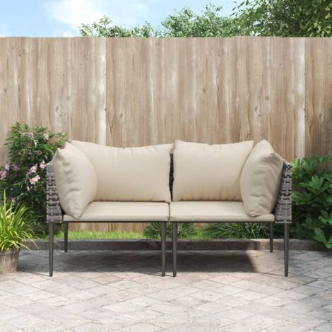 vidaXL Divani Angolari da Giardino con Cuscini 2pz Polyrattan Grigio