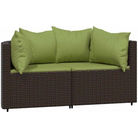 vidaXL Divani Angolari da Giardino con Cuscini 2pz Polyrattan Marrone