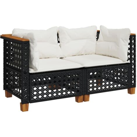 vidaXL Divani Angolari da Giardino con Cuscini 2pz Polyrattan Nero