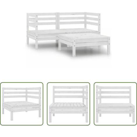 vidaXL Divani da esterno -  Set Divani da Giardino 3 pz in Legno Massello di Pino